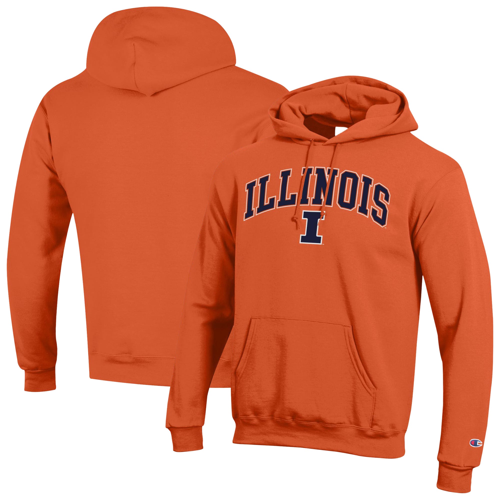 Men's Champion  Orange Illinois Fighting Illini Arched Logo Fleece Pullover Hoodie