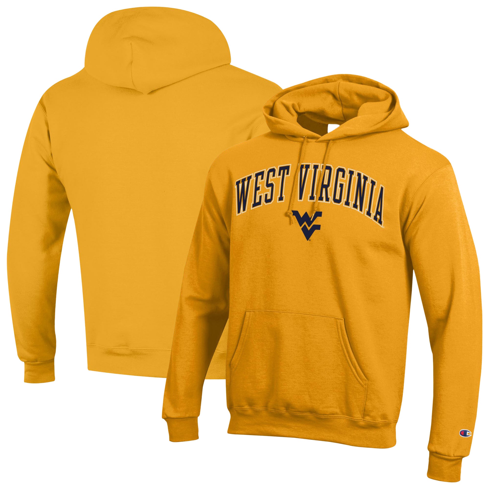 Men's Champion  Gold West Virginia Mountaineers Arch Over Logo Pullover Hoodie