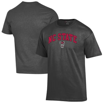 Men's Champion  Heather Charcoal NC State Wolfpack Arch Over Logo T-Shirt