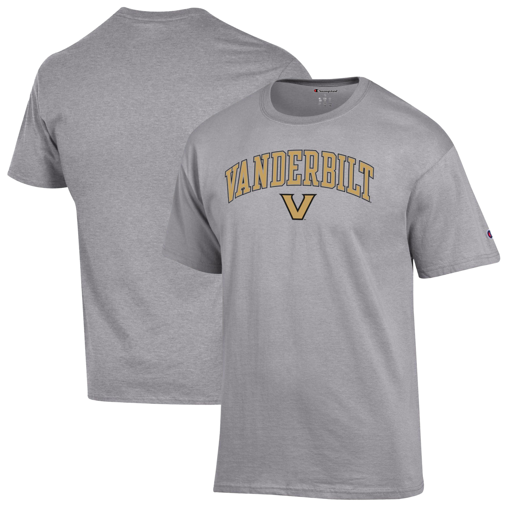 Men's Champion Heather Gray Vanderbilt Commodores Arch Over Logo T-Shirt