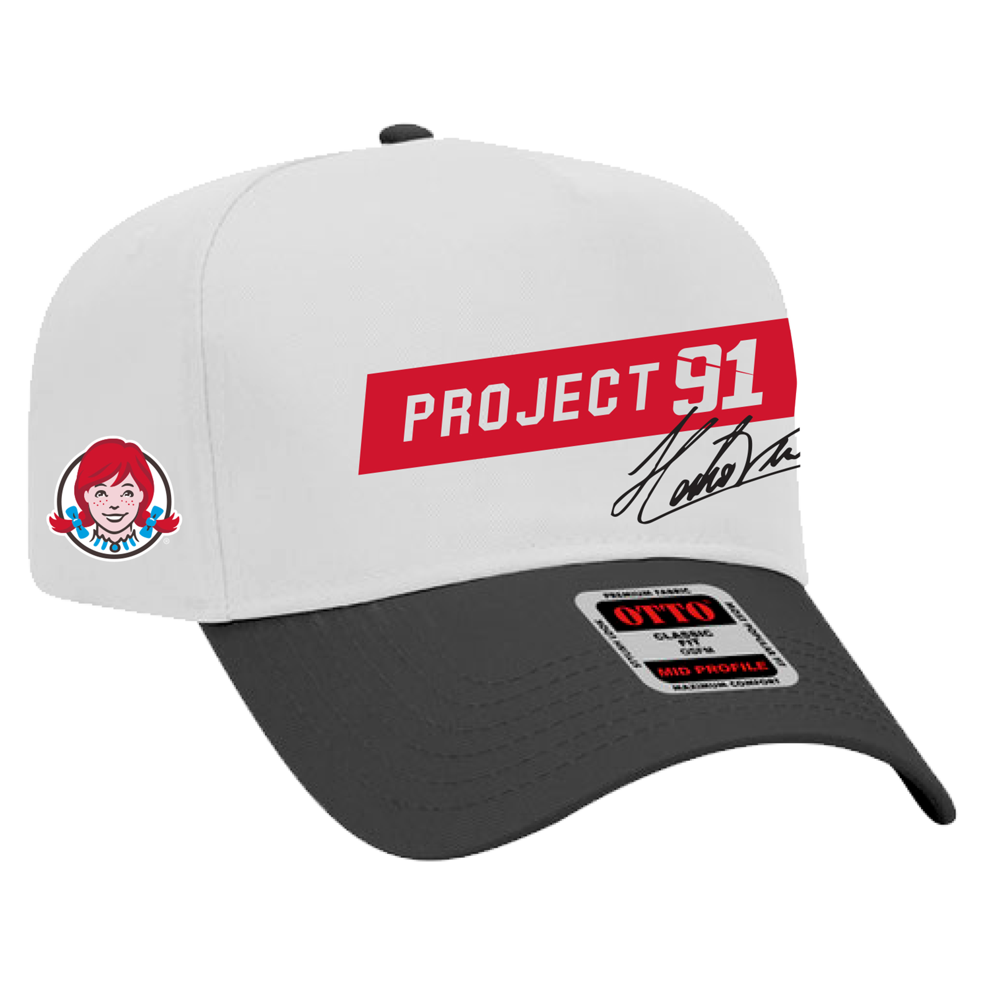 Men's Trackhouse Racing Team Collection White/Black Helio Castroneves Project 91 Wendy's Adjustable Hat