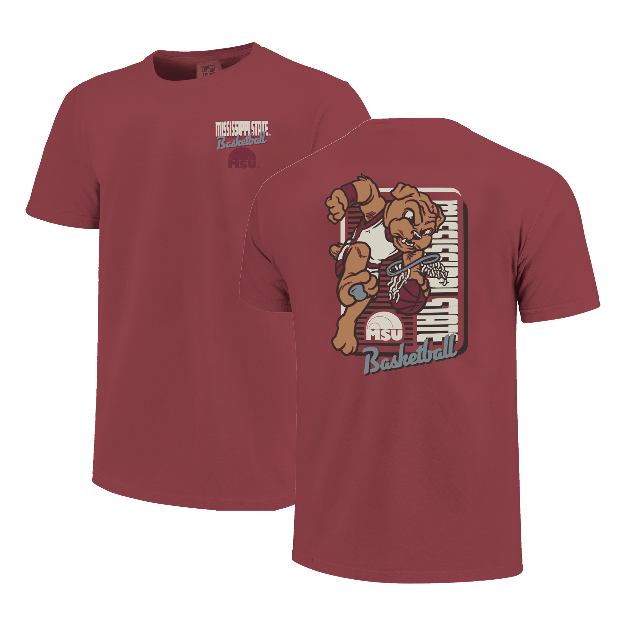 Men’s Maroon Mississippi State Bulldogs Comfort Colors Mascot Dunk T-Shirt Men’s Maroon Mississippi State Bulldogs Comfort Colors Mascot Dunk T-Shirt