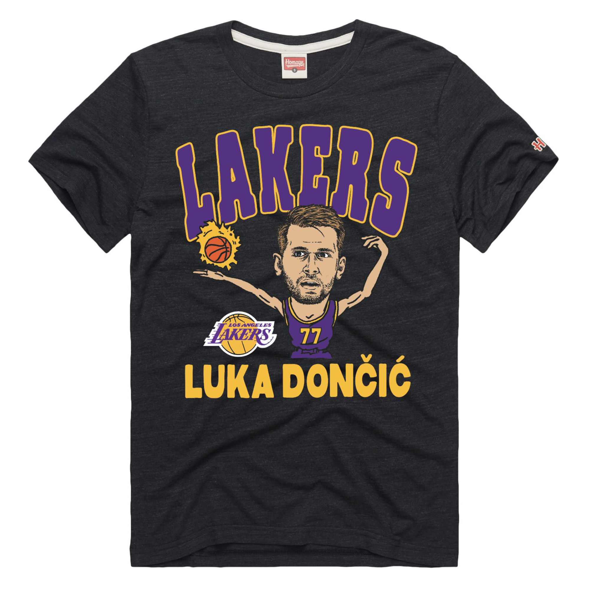 Men's Homage Luka Dončić Charcoal Los Angeles Lakers Player Graphic Tri-Blend T-Shirt