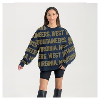 Women's Gameday Couture  Navy West Virginia Mountaineers Oversized Hype Era Sweatshirt