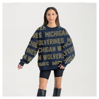 Women's Gameday Couture  Navy Michigan Wolverines Hype Era Sweatshirt
