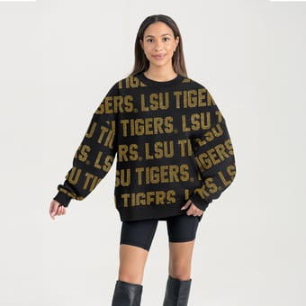 Women's Gameday Couture  Black LSU Tigers Hype Era Sweatshirt