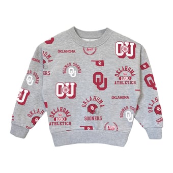 Girls Youth Gameday Couture  Heather Gray Oklahoma Sooners Always On Repeat Pullover Sweatshirt
