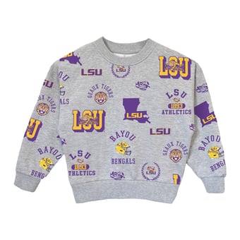 Girls Youth Gameday Couture  Heather Gray LSU Tigers Always On Repeat Pullover Sweatshirt