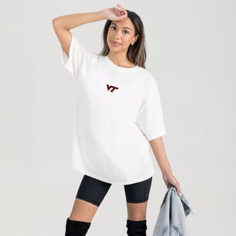 Women's Gameday Couture White Virginia Tech Hokies Oversized Back at Ya T-Shirt