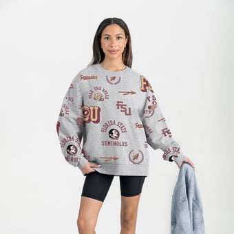 Women's Gameday Couture Gray Florida State Seminoles Always on Repeat Fleece Sweatshirt
