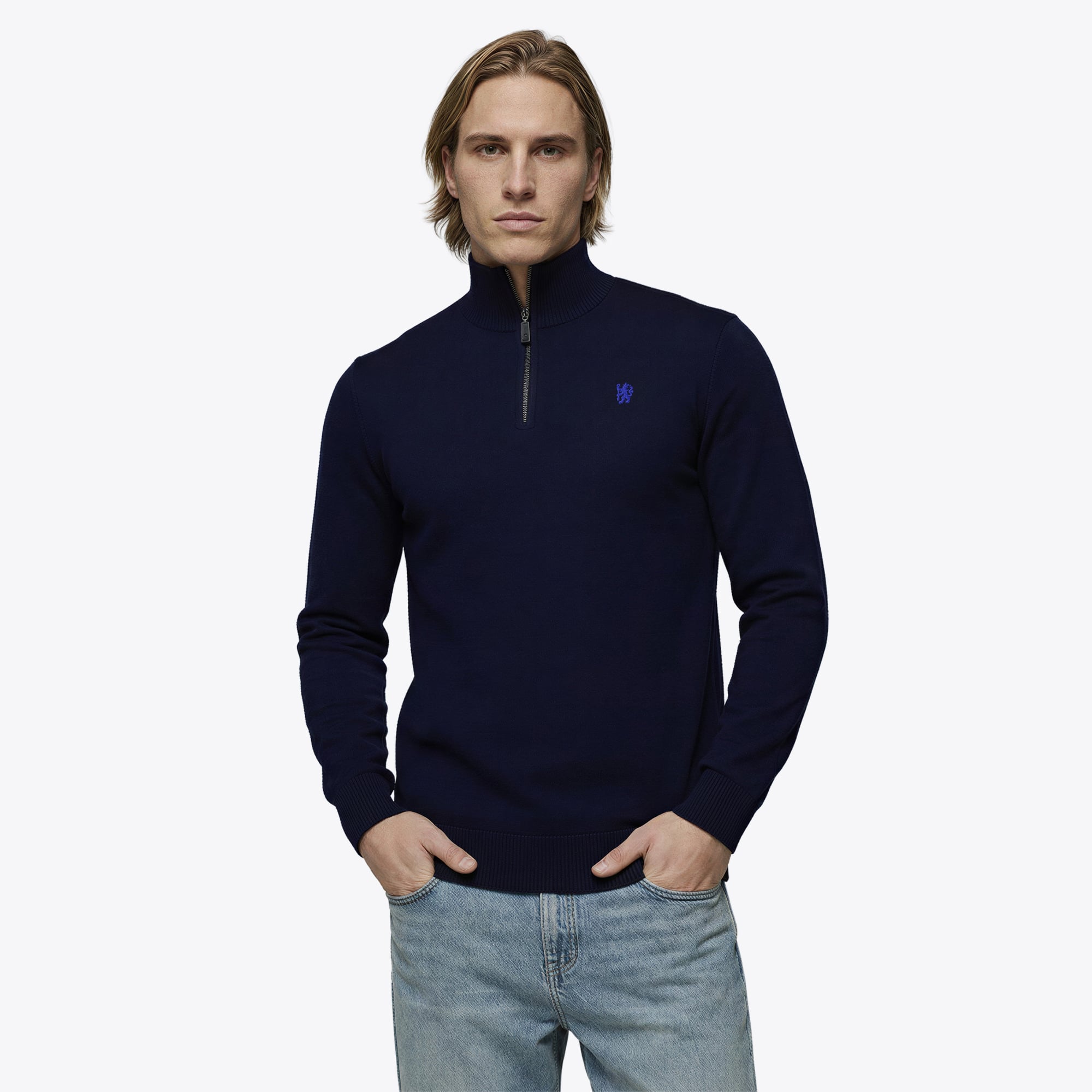 Pull Chelsea 1/4 Zip - Bleu marine - Homme