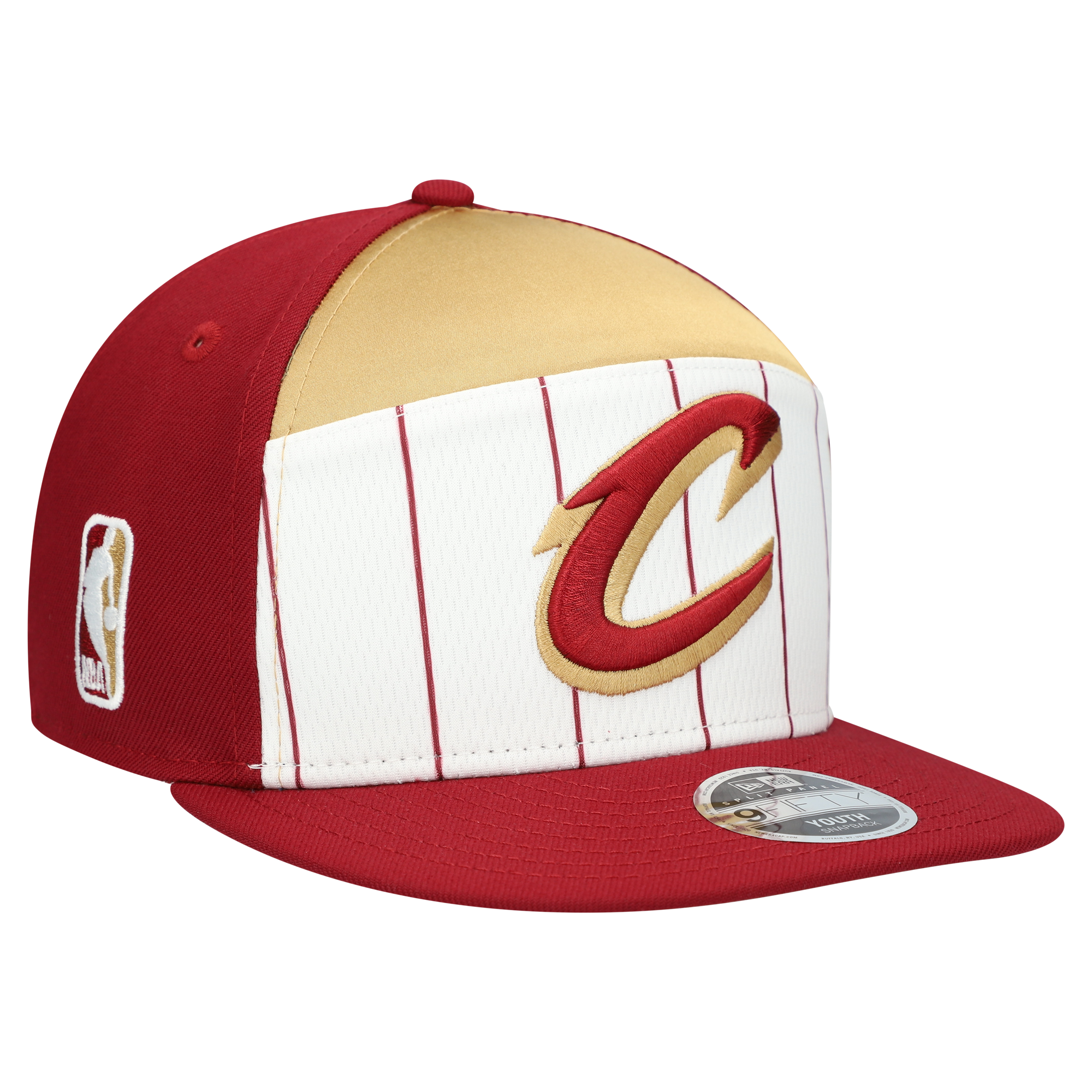 Youth New Era White/Wine Cleveland Cavaliers 2025 NBA Tip Off Split Panel 9FIFTY Snapback Hat