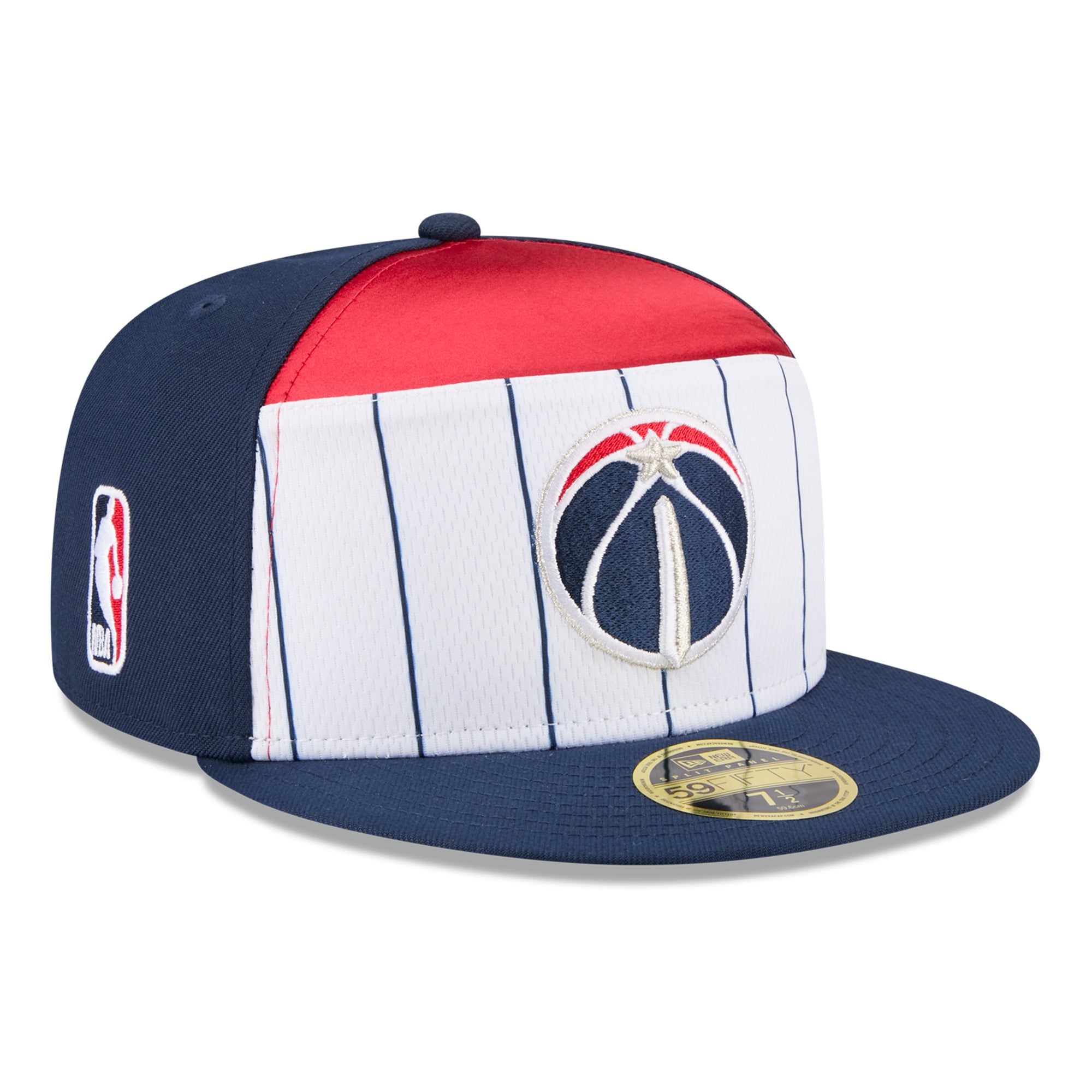 Men's New Era White/Navy Washington Wizards 2025 NBA Tip Off Split Panel 59FIFTY Fitted Hat