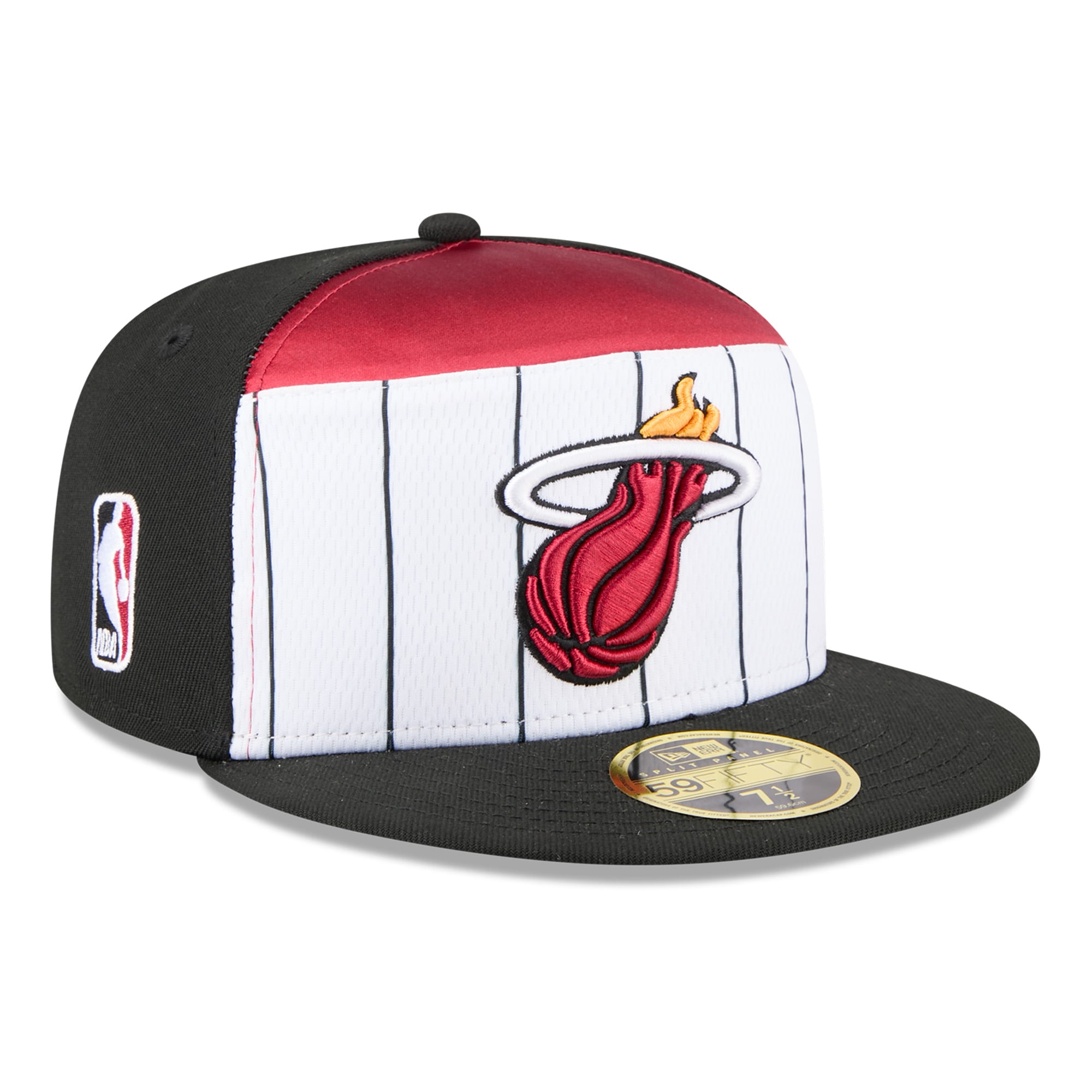 Men's New Era  White/Black Miami Heat 2025 NBA Tip Off Split Panel 59FIFTY Fitted Hat
