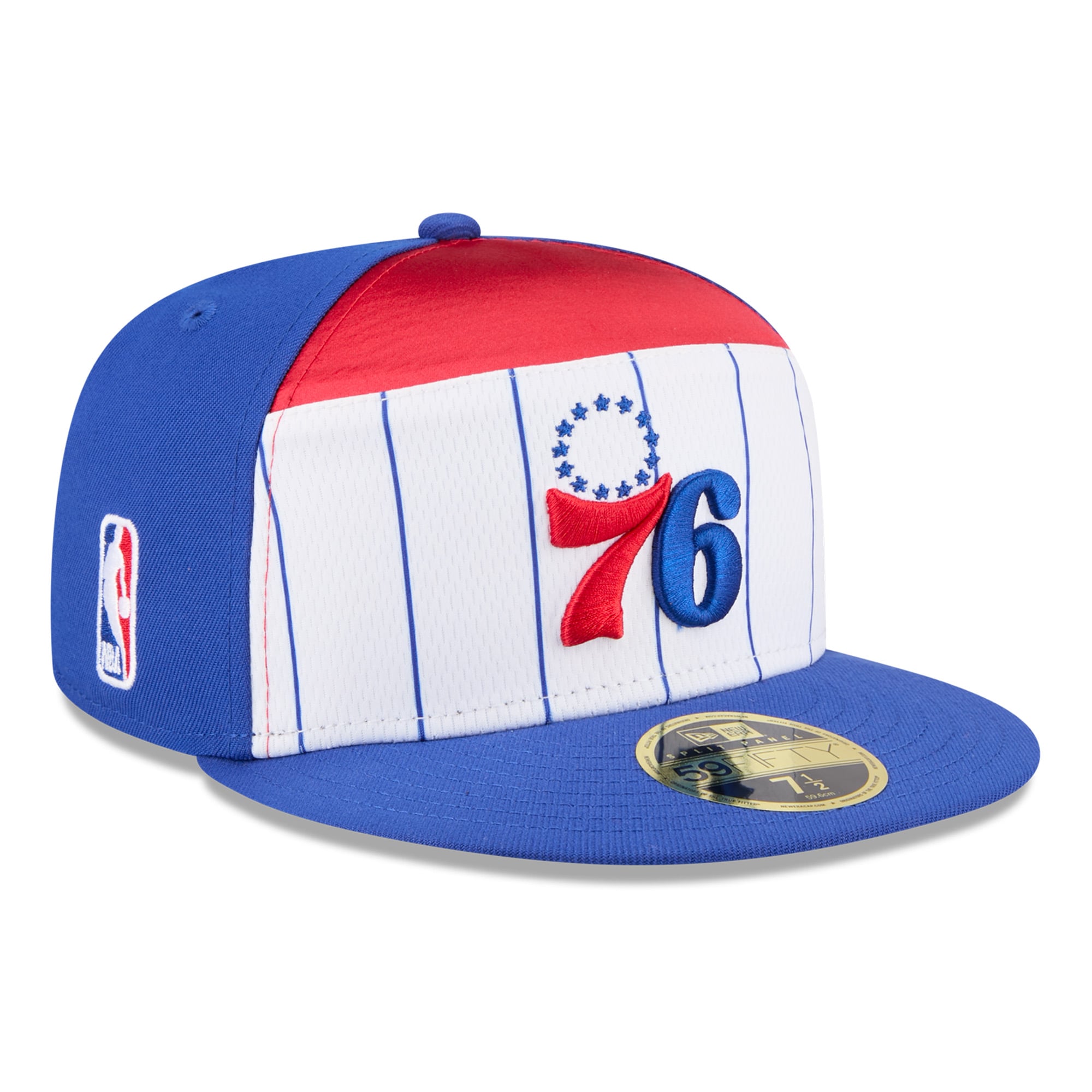 Men's New Era  White/Royal Philadelphia 76ers 2025 NBA Tip Off Split Panel 59FIFTY Fitted Hat
