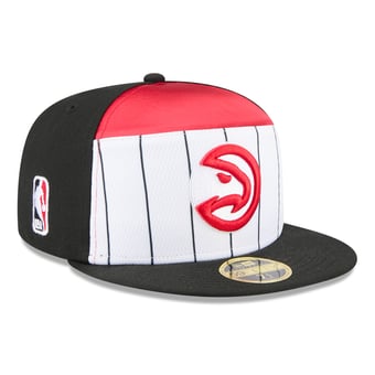 Men's New Era  White/Black Atlanta Hawks 2025 NBA Tip Off Split Panel 59FIFTY Fitted Hat
