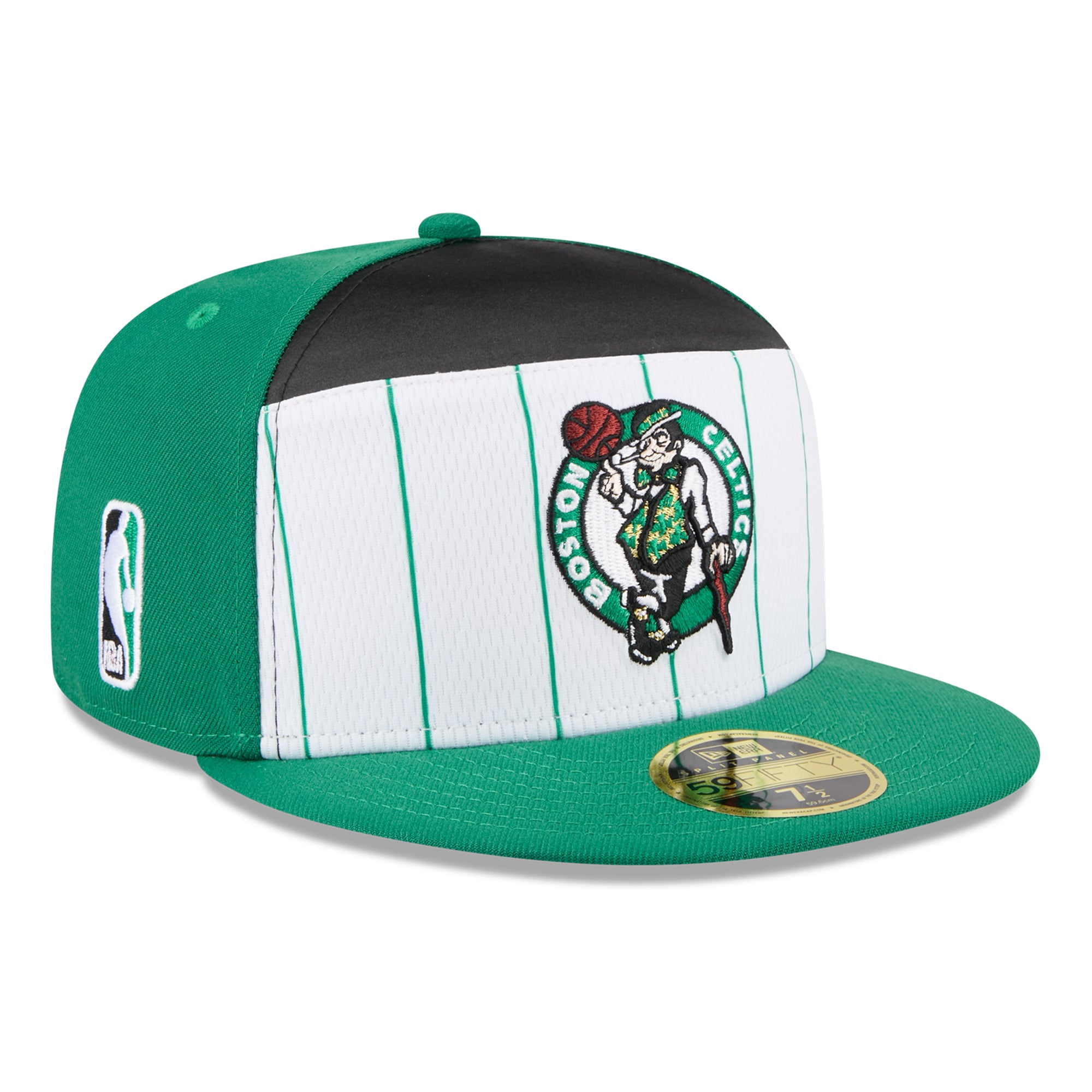 Men's New Era White/Kelly Green Boston Celtics 2025 NBA Tip Off Split Panel 59FIFTY Fitted Hat