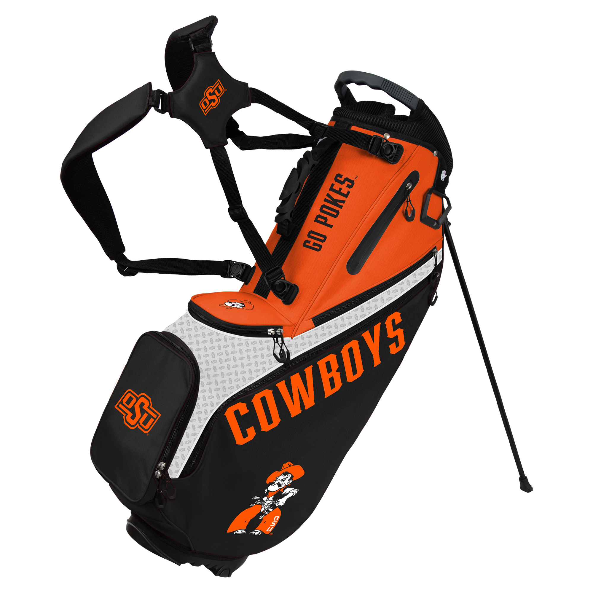 WinCraft Oklahoma State Cowboys Back Nine Stand Golf Bag WinCraft Oklahoma State Cowboys Back Nine Stand Golf Bag