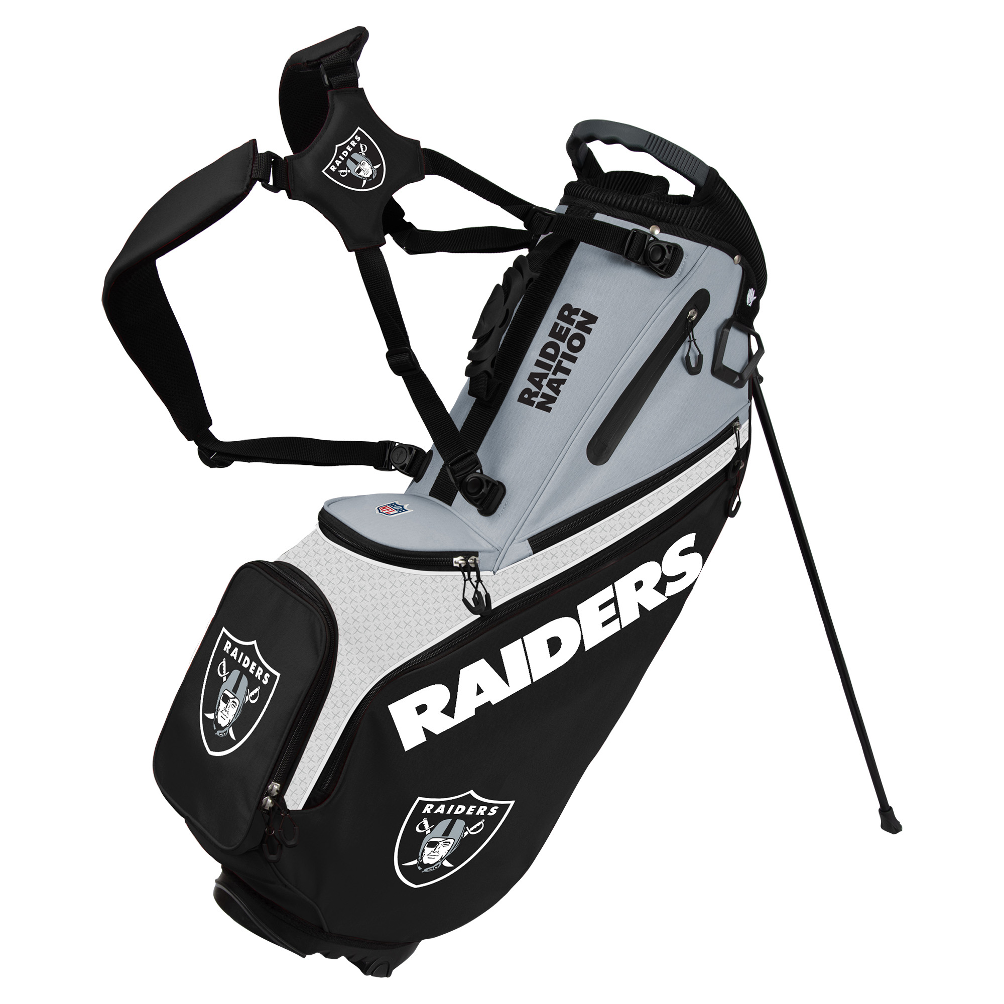 WinCraft Las Vegas Raiders Back Nine Stand Golf Bag WinCraft Las Vegas Raiders Back Nine Stand Golf Bag