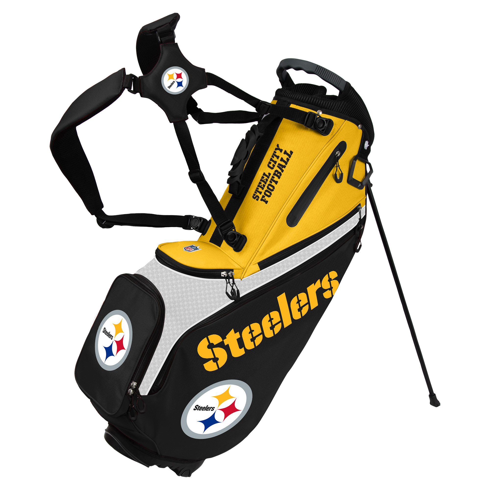 WinCraft Pittsburgh Steelers Back Nine Stand Golf Bag WinCraft Pittsburgh Steelers Back Nine Stand Golf Bag