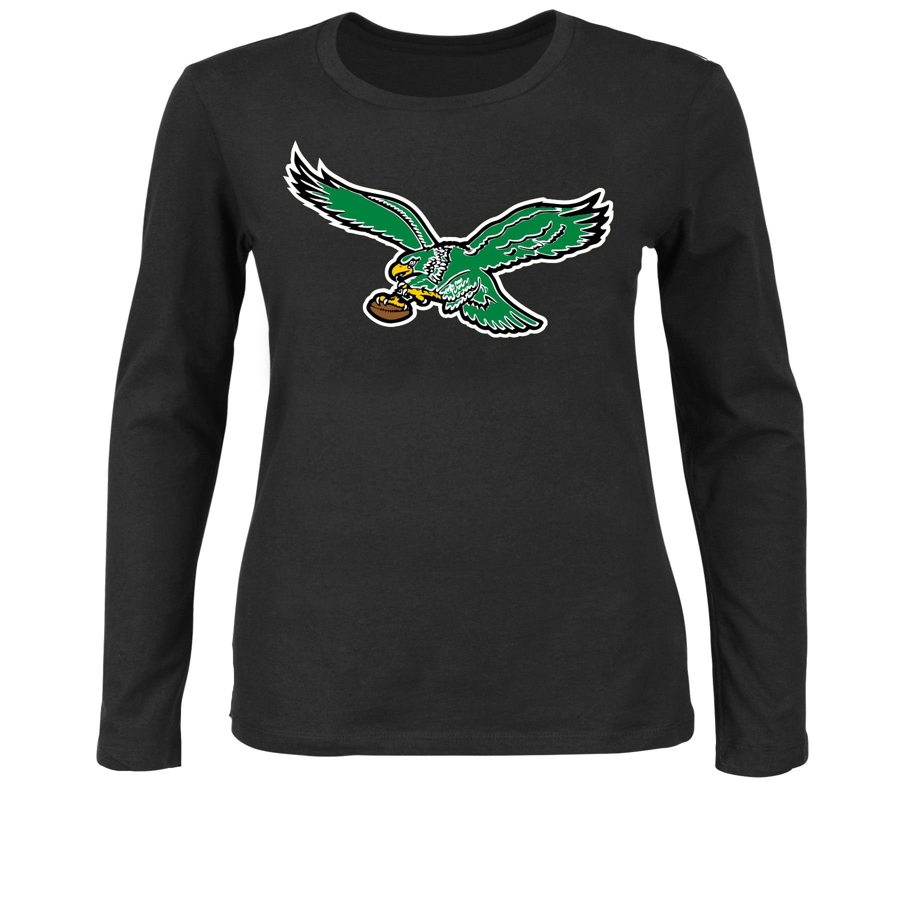 Women's Fanatics Black Philadelphia Eagles Plus Size Scoop Neck Long Sleeve T-Shirt