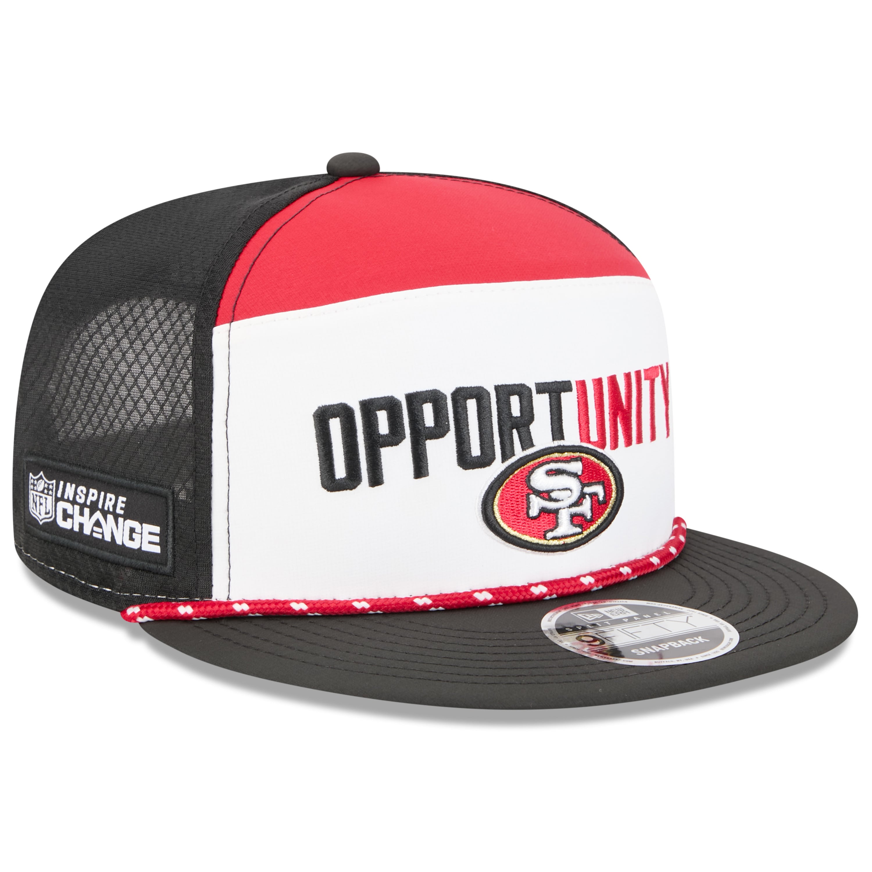 Men’s New Era White/Black San Francisco 49ers 2025 Inspire Change Split Panel 9FIFTY Snapback Hat Men’s New Era White/Black San Francisco 49ers 2025 Inspire Change Split Panel 9FIFTY Snapback Hat