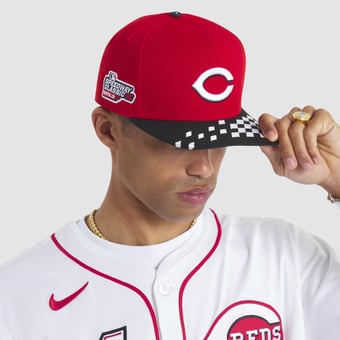 Men's New Era Red/Black Cincinnati Reds 2025 MLB Speedway Classic A-Frame 59FIFTY Fitted Hat