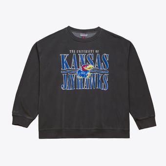 Men's Mitchell & Ness Charcoal Kansas Jayhawks Downtown Fleece Sweatshirt