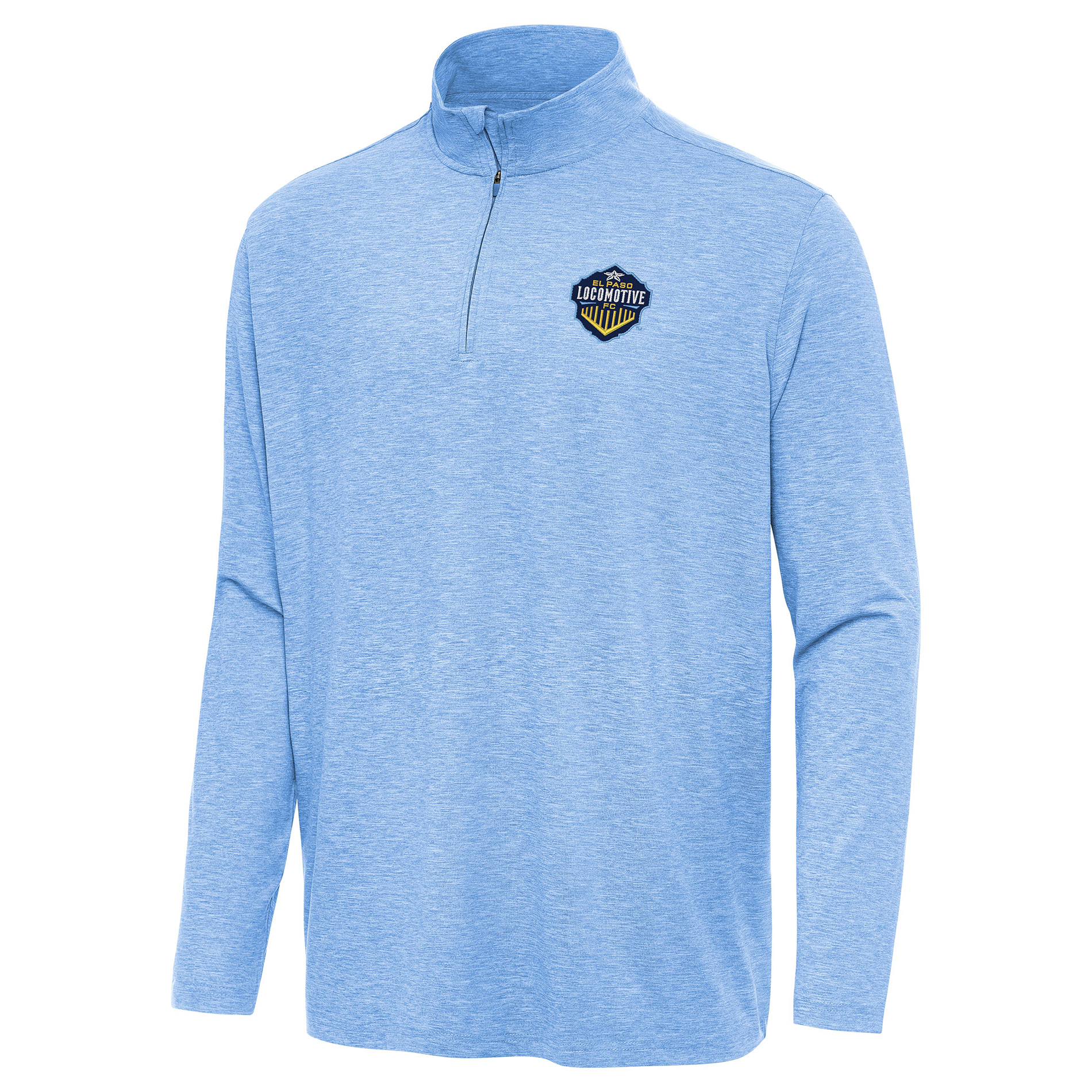 Men's Antigua Heather Powder Blue El Paso Locomotive FC Hunk Quarter-Zip Top