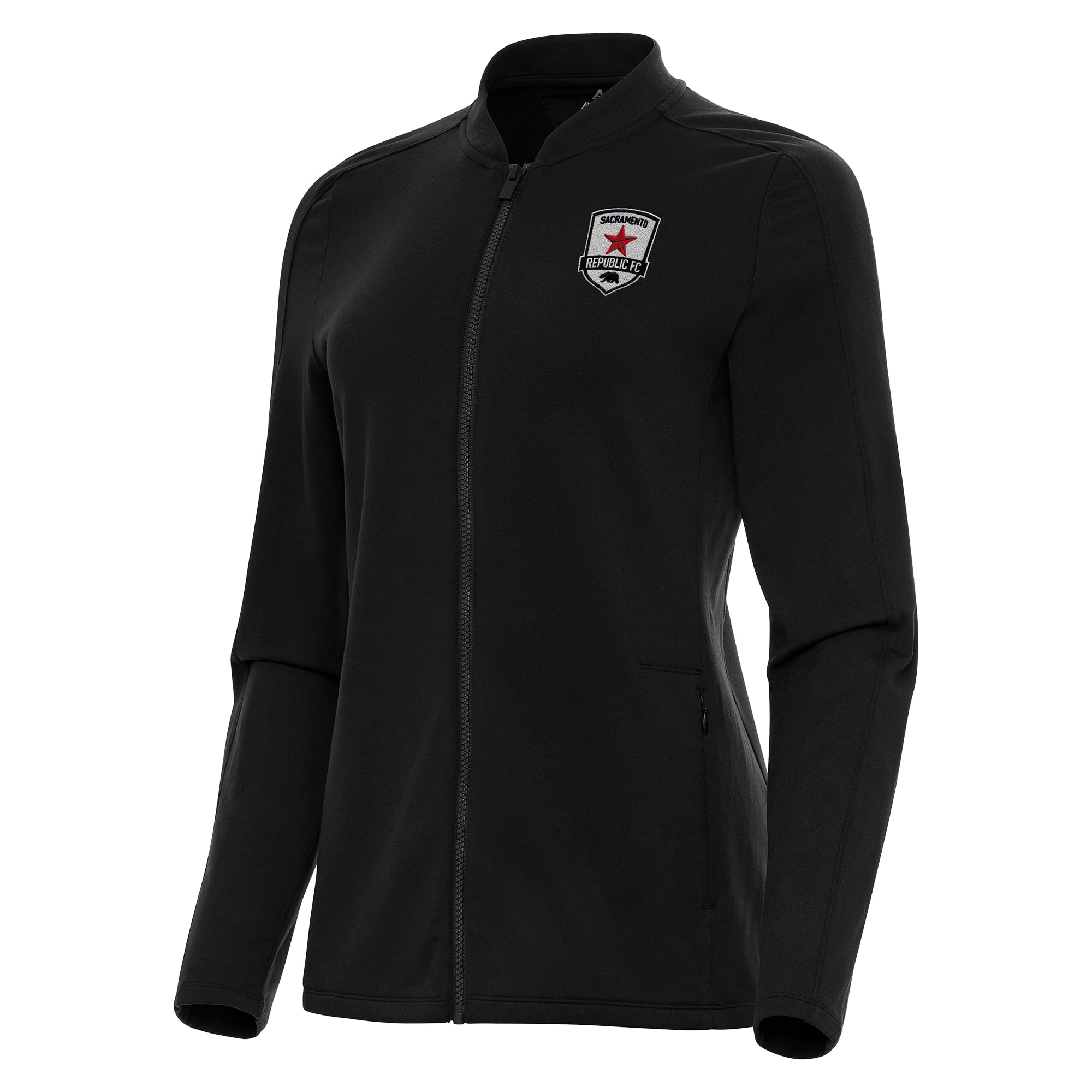 Women's Antigua Black Sacramento Republic FC Continual Full-Zip Jacket