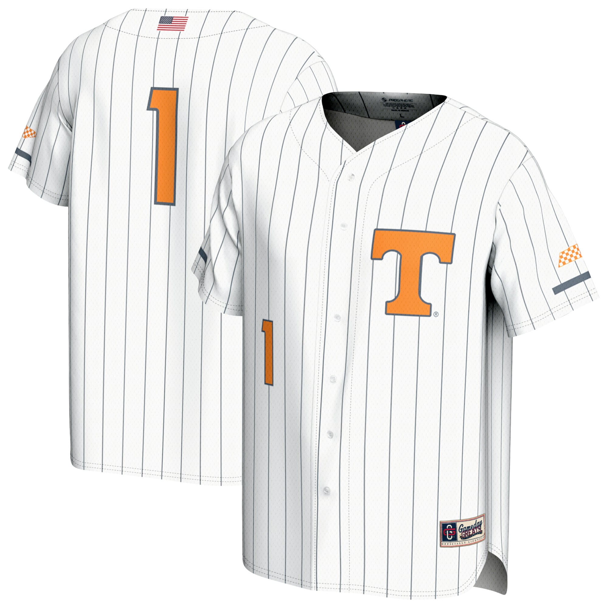 Unisex GameDay Greats #1 White Tennessee Volunteers Lightweight Baseball Fashion Jersey