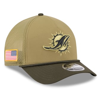 Youth New Era  Green/Dark Green Miami Dolphins 2025 Salute to Service 9FORTY A-Frame Adjustable Hat