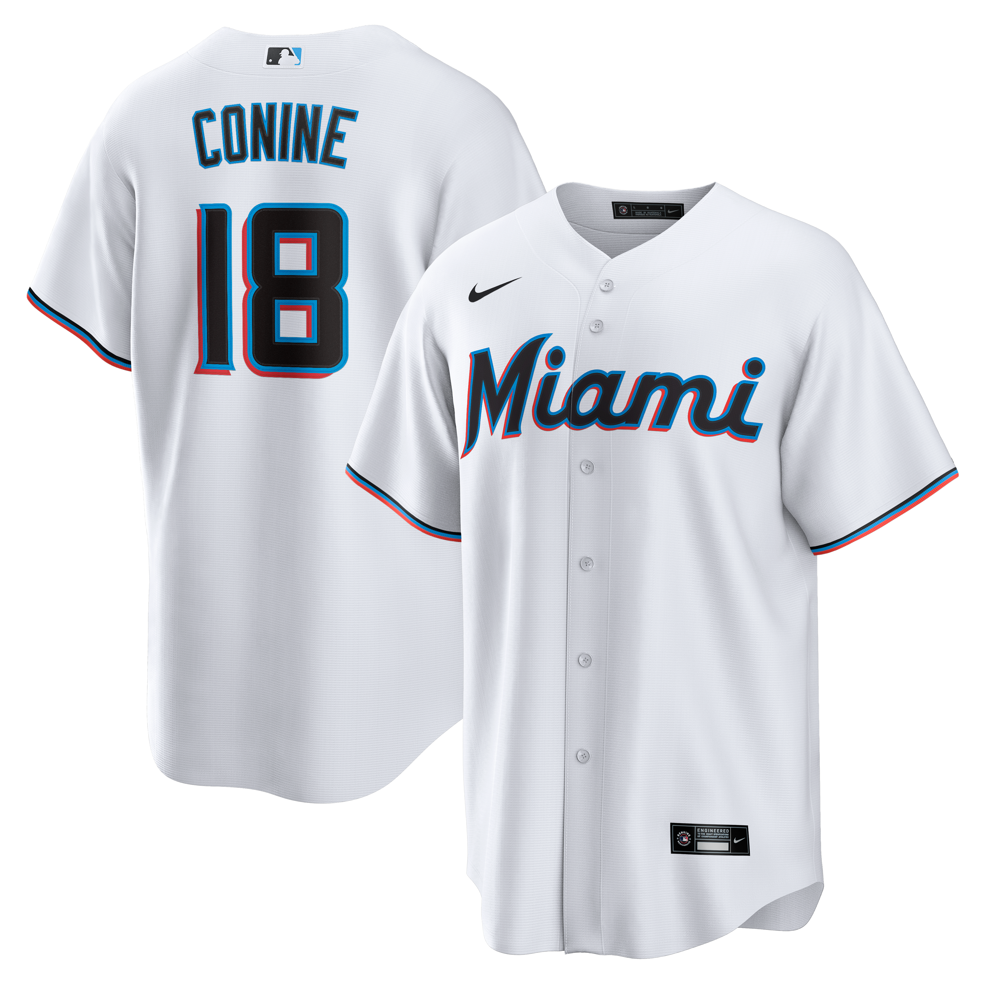 Men's Nike Griffin Conine White Miami Marlins Home Replica Jersey