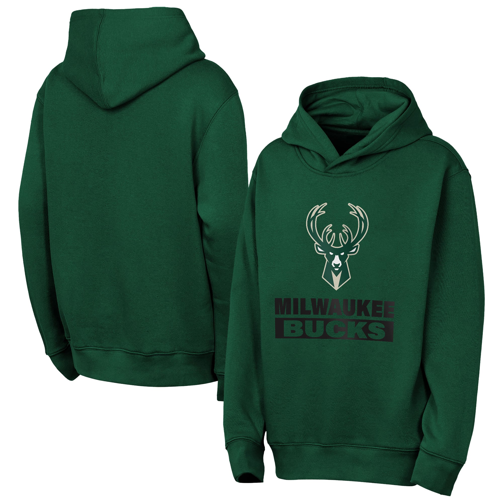 Youth Outerstuff Hunter Green Milwaukee Bucks Back To The Basics Hoodie