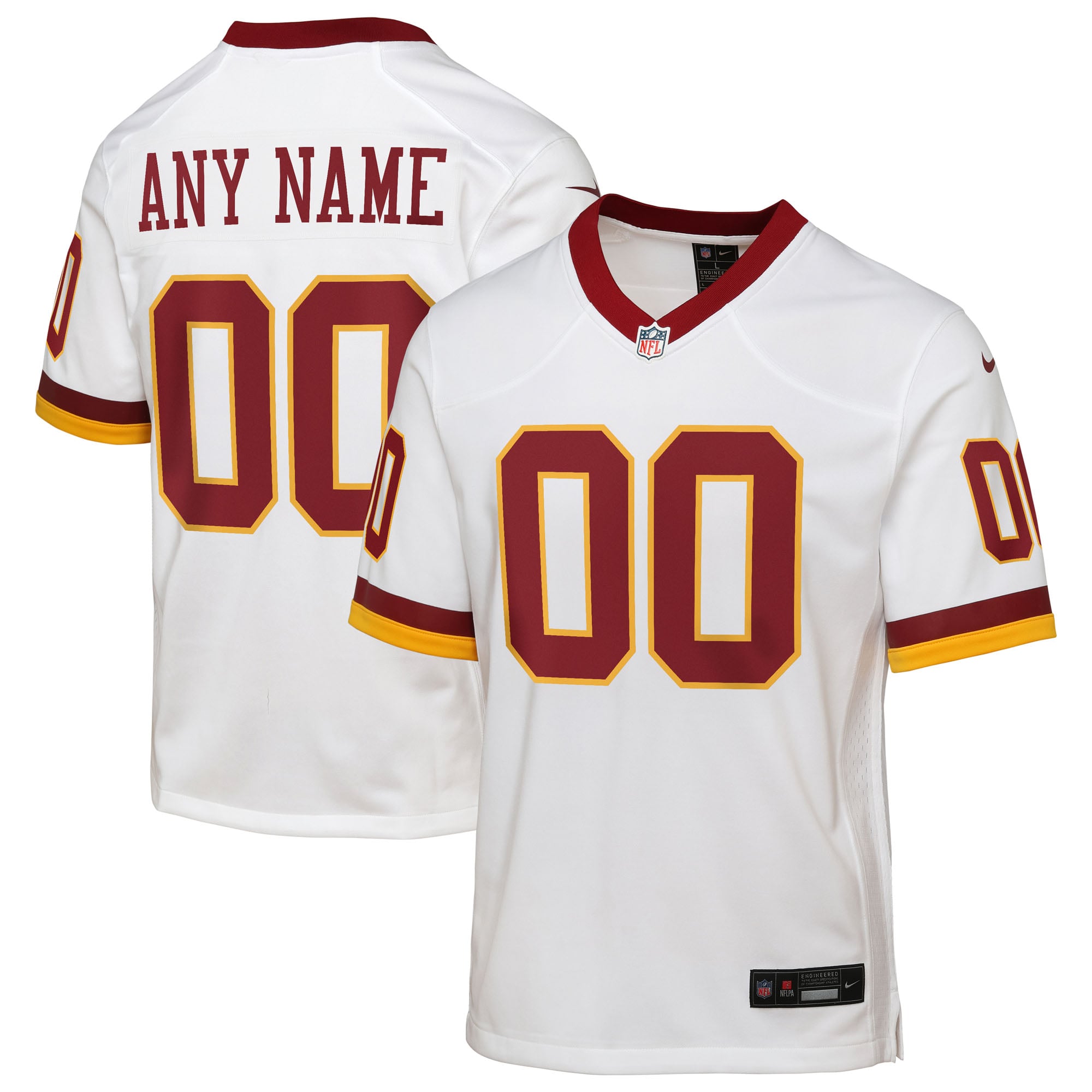 Camiseta Nike Game de la 2ª equipación del Washington Commanders - Blanco - Personalizada - Jóvenes