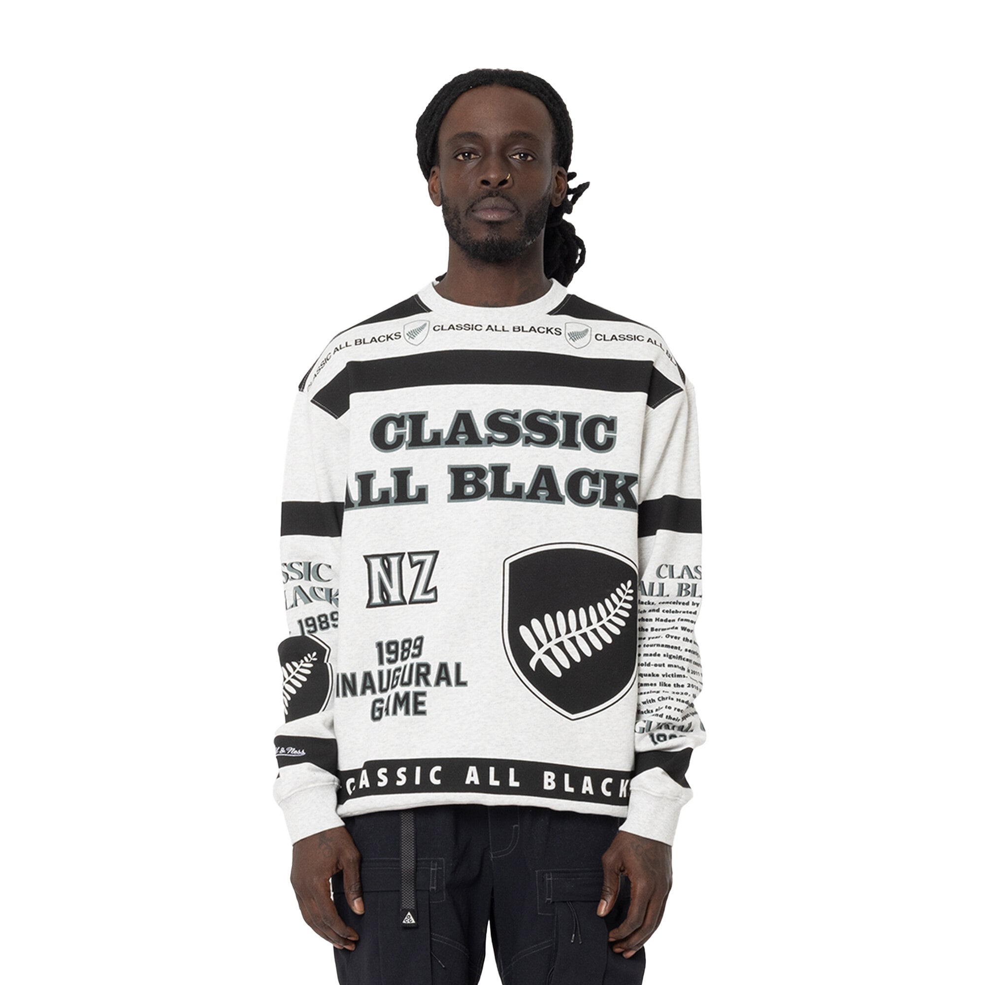 Felpa Classic All Blacks x Mitchell & Ness Classic Crew - Grigia