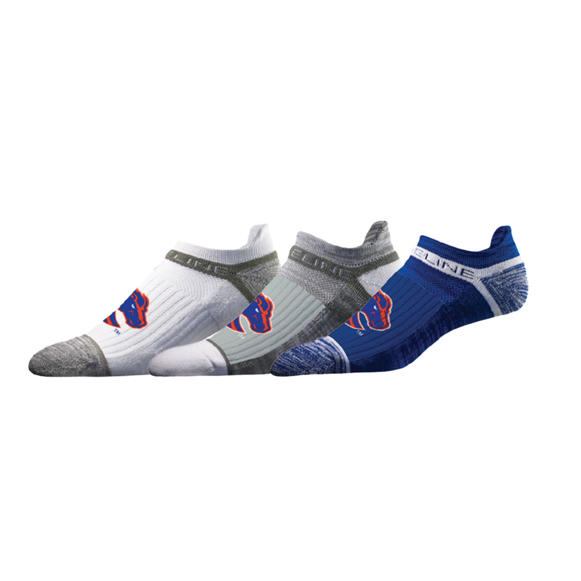 Unisex Strideline Boise State Broncos Premium Low 3-Pack Ankle Socks Set