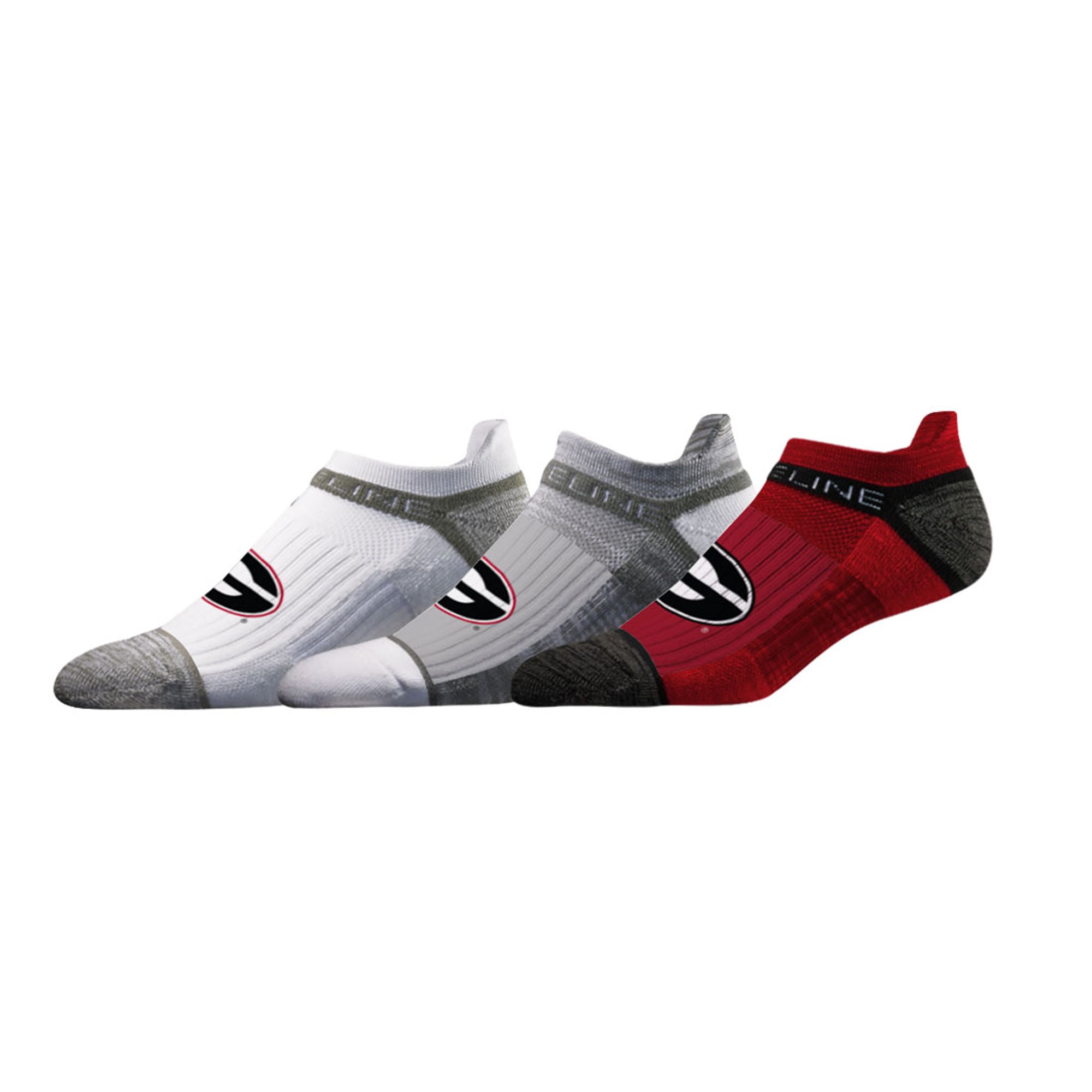 Unisex Strideline Georgia Bulldogs Premium Low 3-Pack Ankle Socks Set