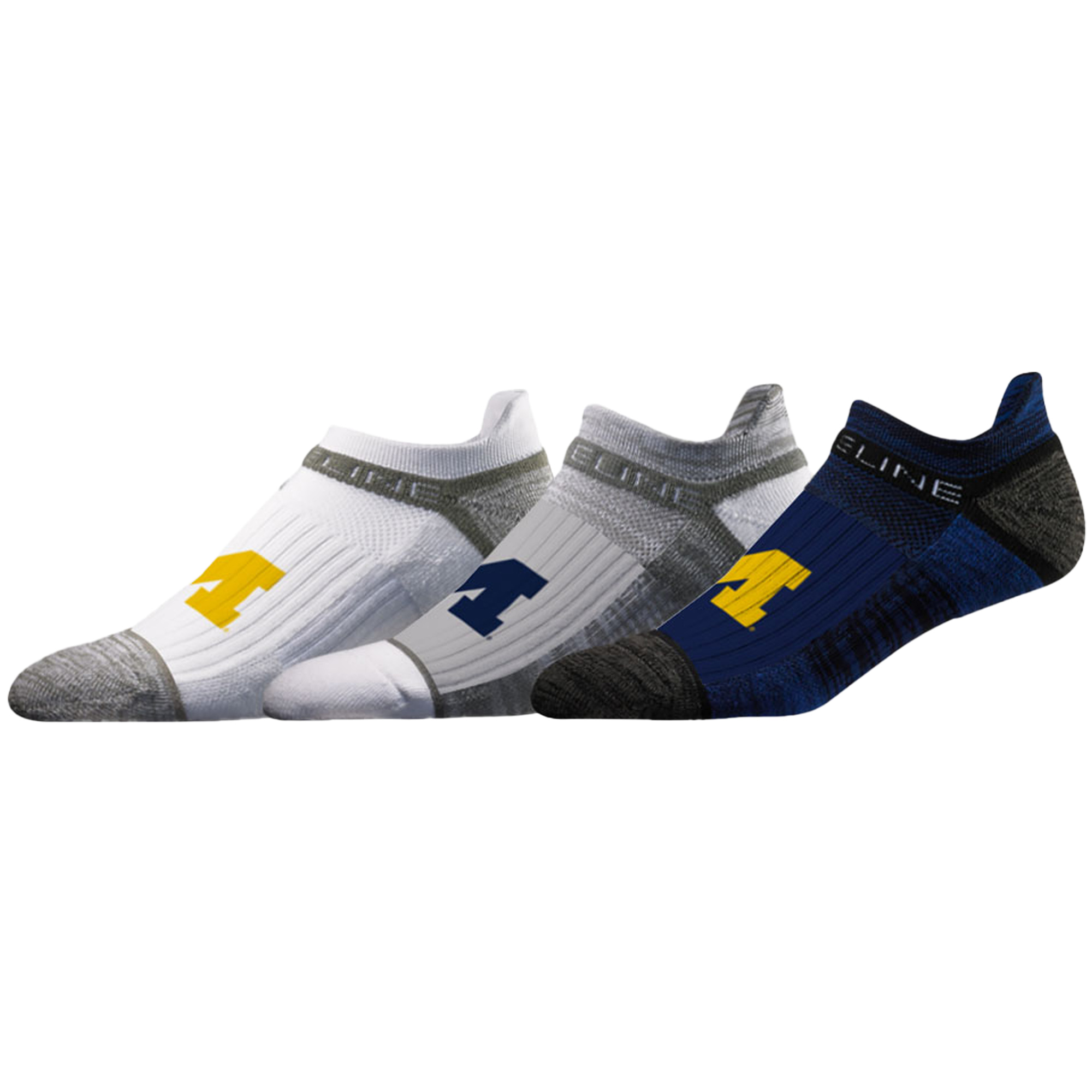 Unisex Strideline Michigan Wolverines Premium Low 3-Pack Ankle Socks Set