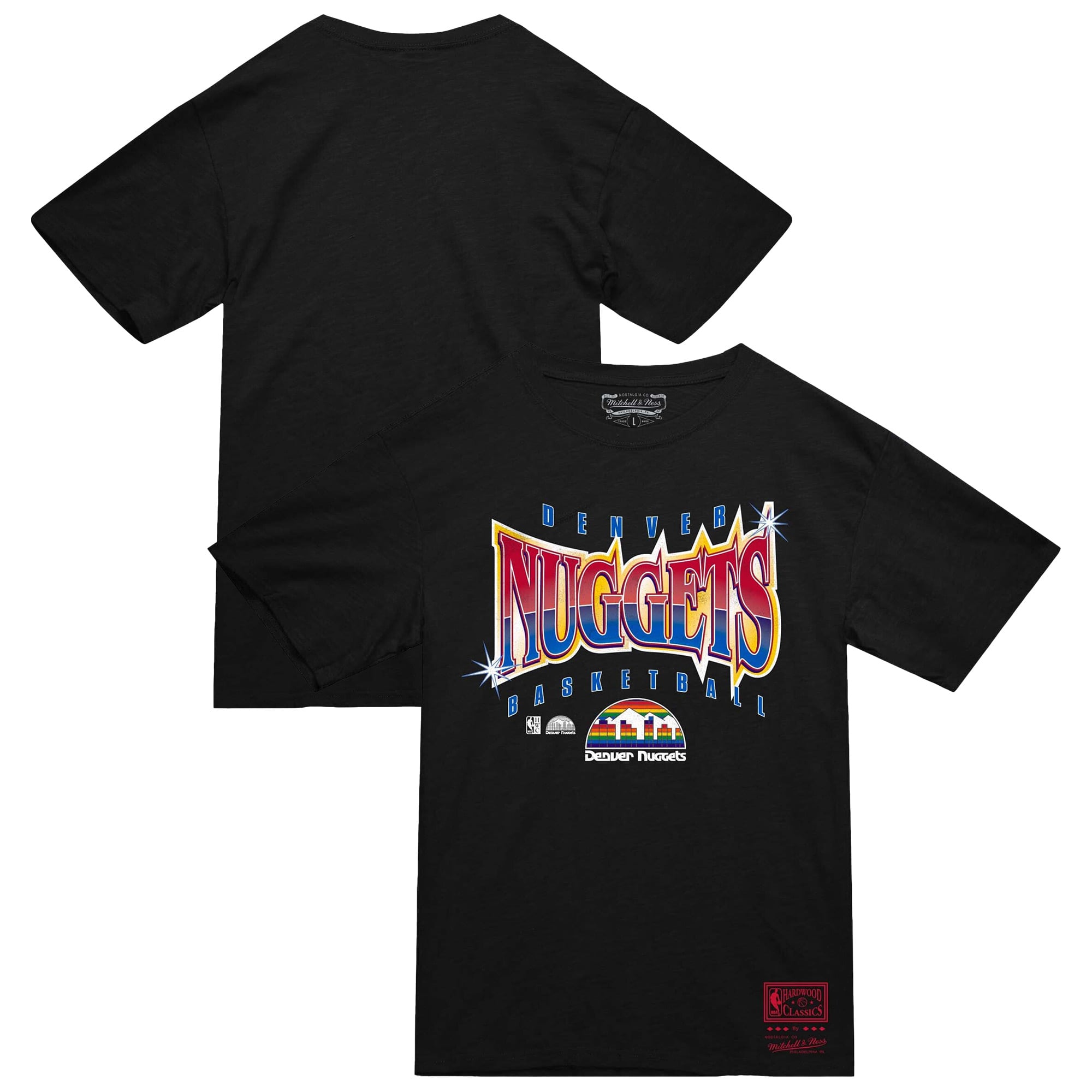 Men's Mitchell & Ness  Black Denver Nuggets Worldwide Collection Glow Up T-Shirt