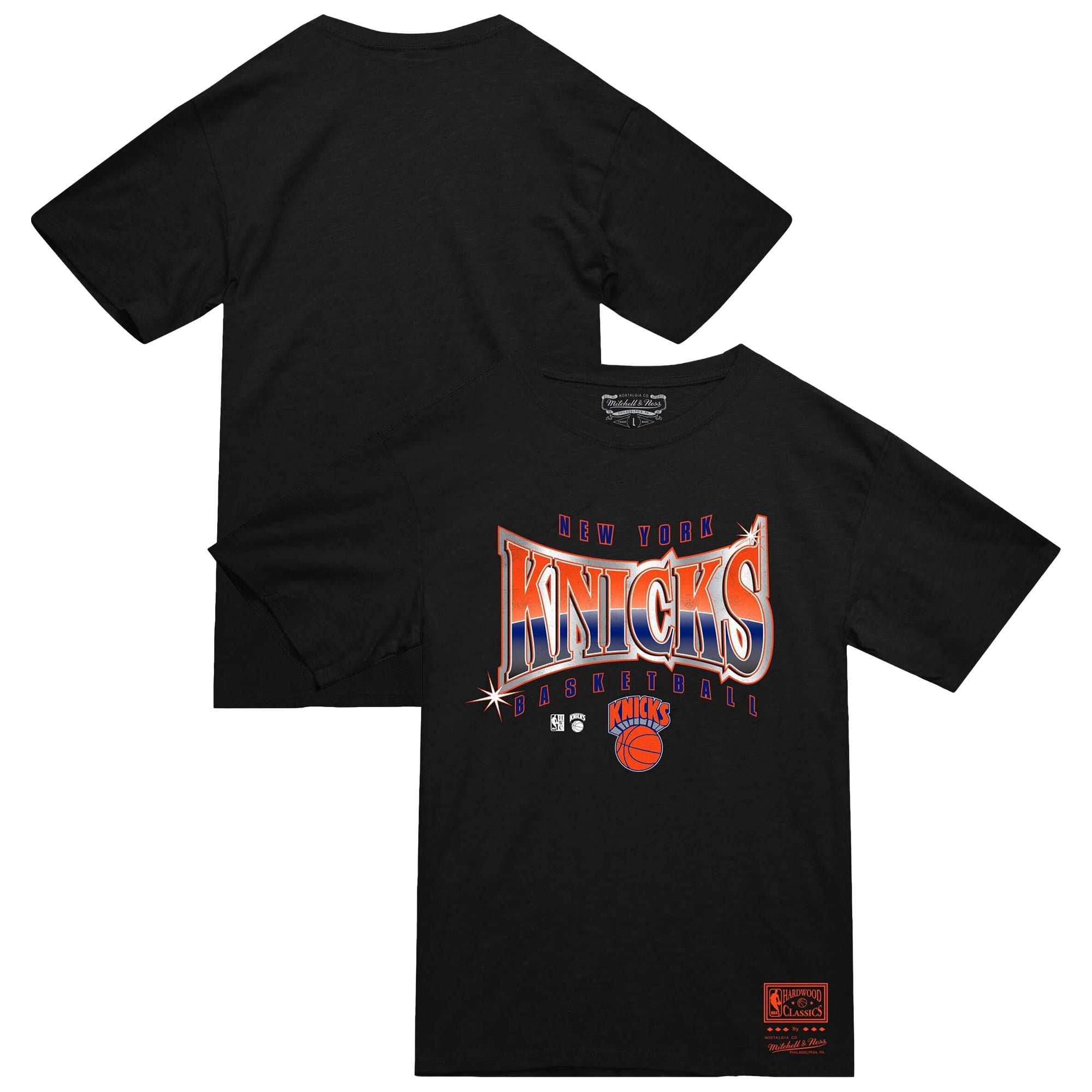 Mitchell & Ness Herren-T-Shirt aus der New York Knicks Worldwide Collection, schwarz