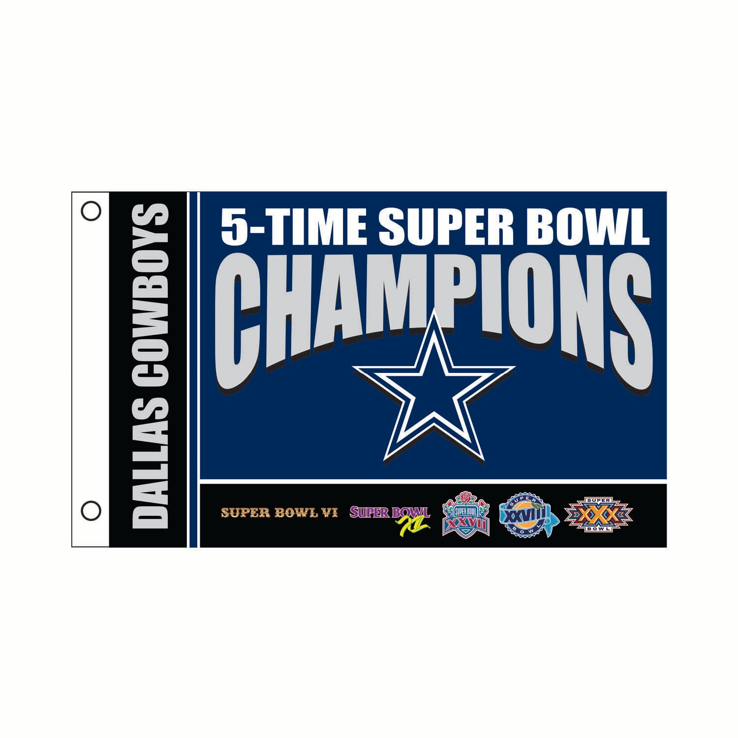 Dallas Cowboys 3′ x 5′ Super Bowl Champions Single-Sided Flag