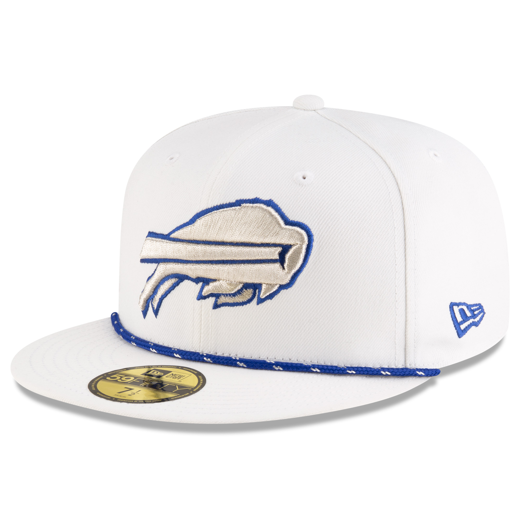 Men's New Era White Buffalo Bills Rivalries Collection Sideline Rope 59FIFTY Fitted Hat