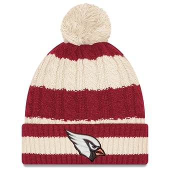 Women's New Era  Natural Arizona Cardinals Rivalries Collection Braided Cuffed Knit Hat with Pom