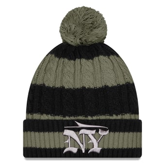 Women's New Era  Dark Green New York Jets Rivalries Collection Braided Cuffed Knit Hat with Pom