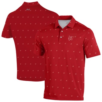 Men's Under Armour  Red Wisconsin Badgers Gameday Armourfuse Polo