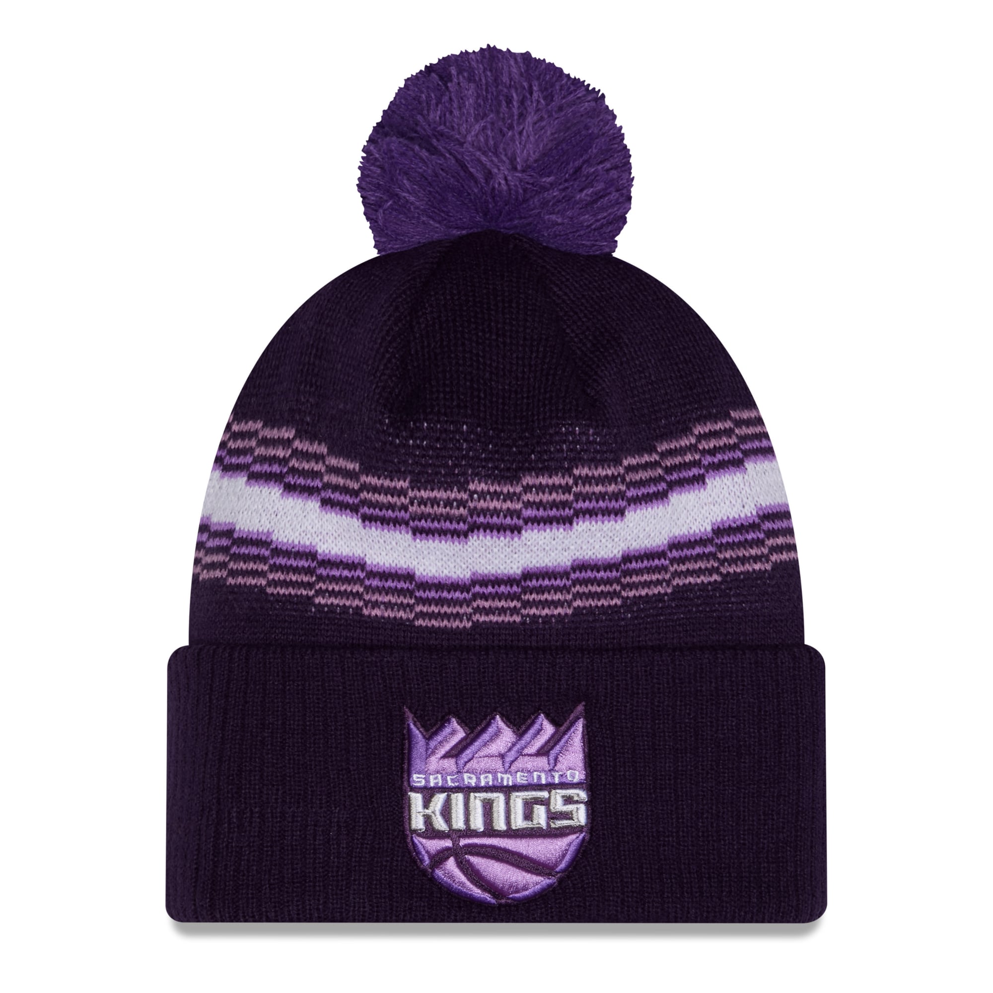 Men's New Era Purple Sacramento Kings 2025/26 City Edition Cuffed Knit Hat with Pom