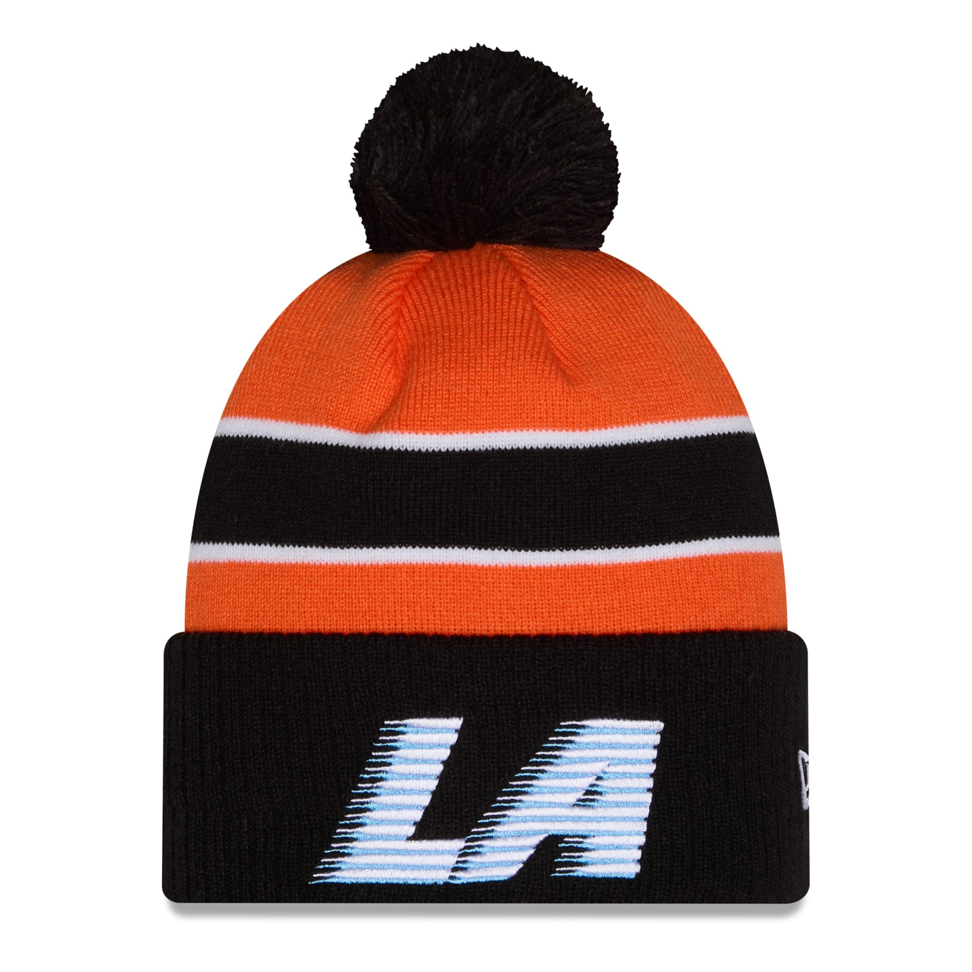 Men's New Era Orange/Black LA Clippers 2025/26 City Edition Cuffed Knit Hat with Pom