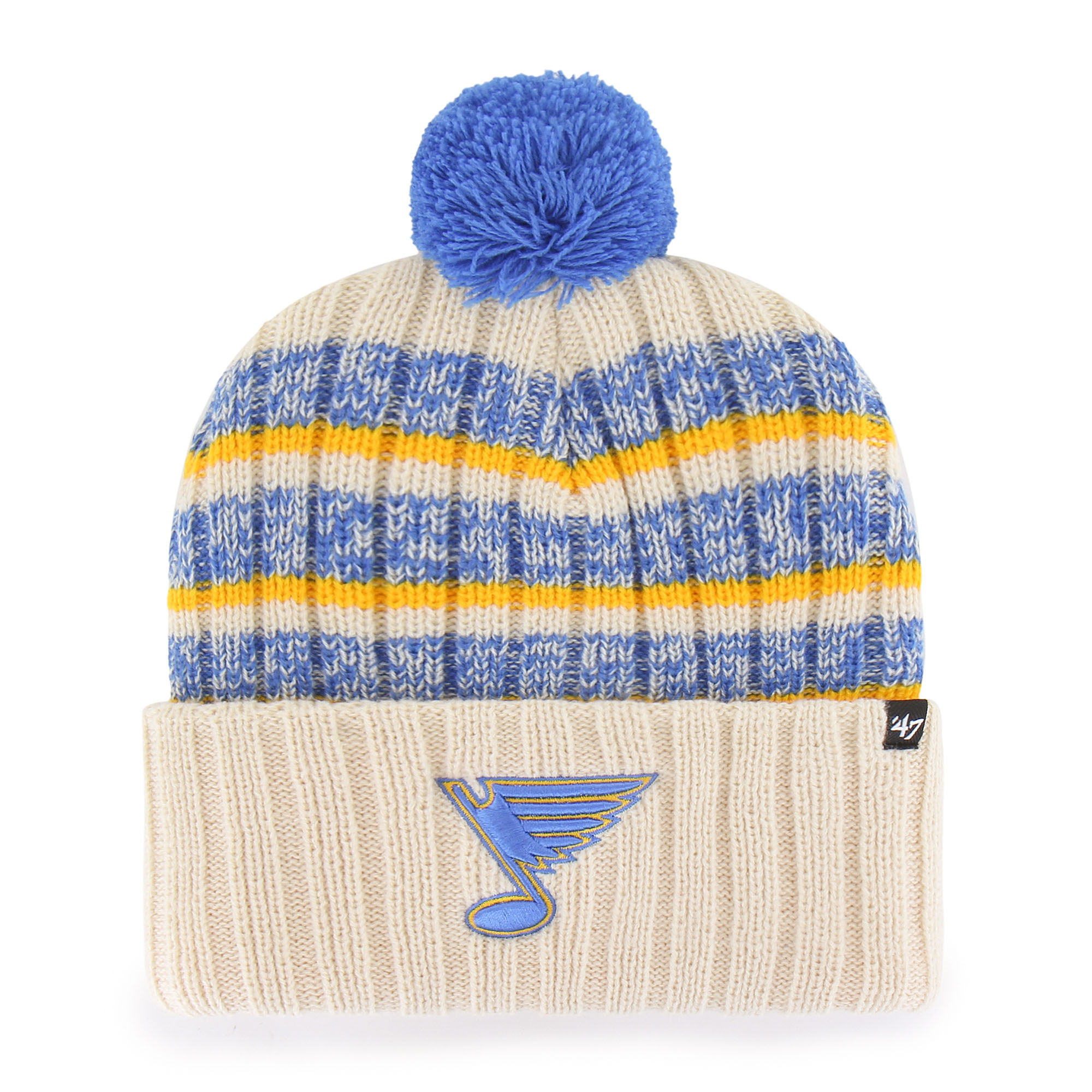 Men's '47 Cream St. Louis Blues  Tavern Cuffed Knit Hat with Pom