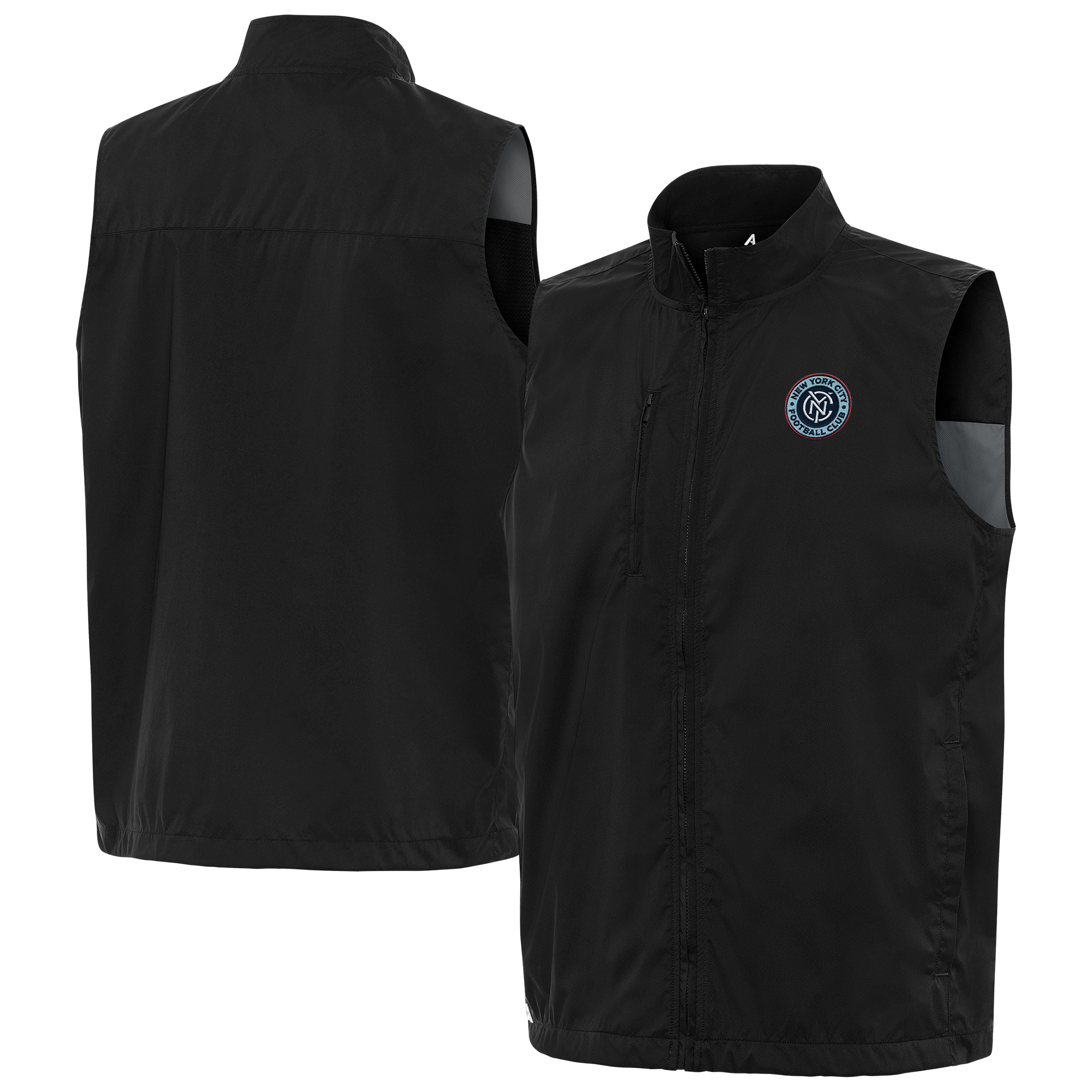 Men’s Antigua Black New York City FC Brisk Full-Zip Vest Men’s Antigua Black New York City FC Brisk Full-Zip Vest